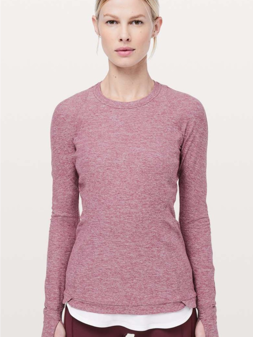 lululemon Runderful Long Sleeve in Heathered Misty Merlot Size 6 Womens